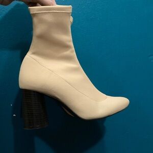 Topshop Cream Heeled Boots